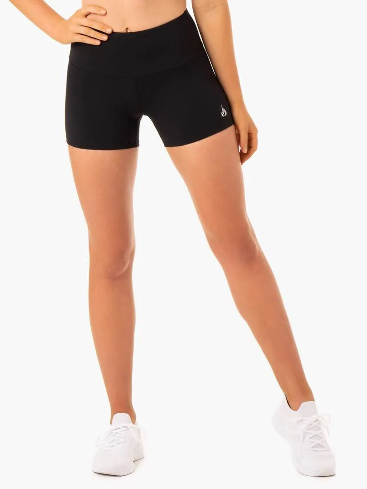 STAPLES SCRUNCH BUM BOOTY SHORTS - BLACK
