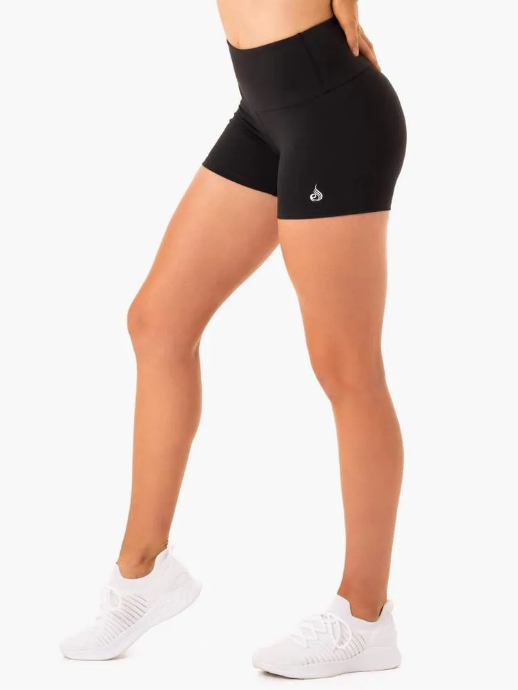STAPLES SCRUNCH BUM BOOTY SHORTS - BLACK