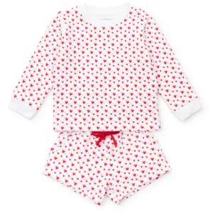 STELLA GIRLS' SWEATSHIRT SHORT SET - HEART TO HEART PINK