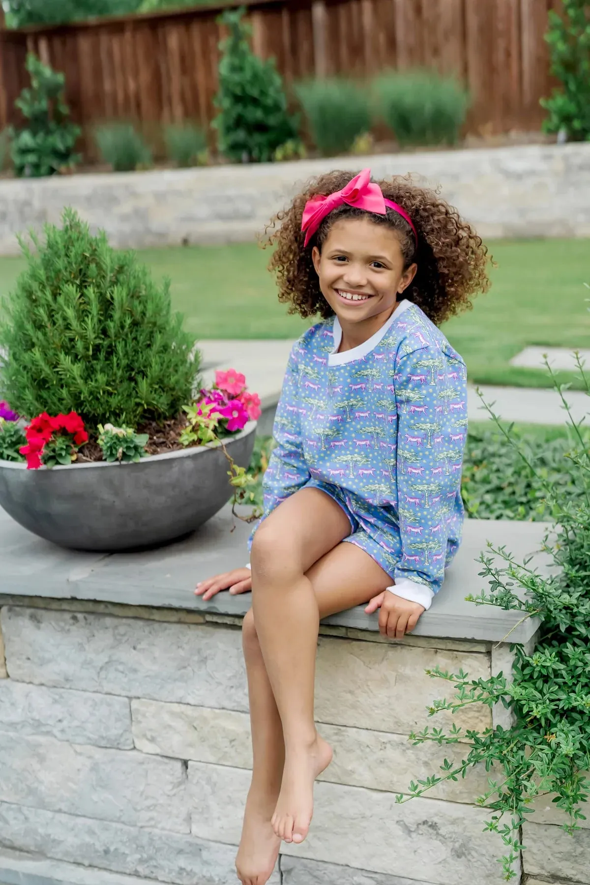 STELLA GIRLS' SWEATSHIRT SHORT SET - ROYAL SAFARI