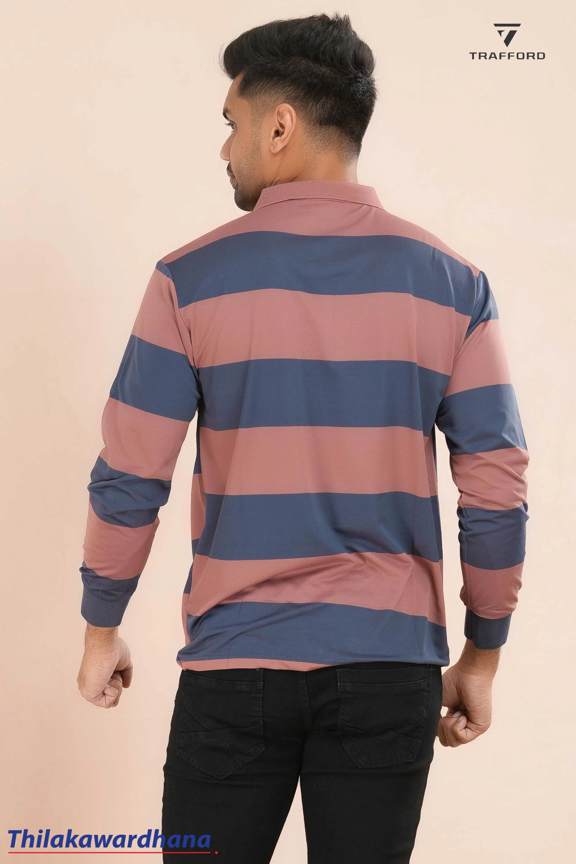 Striped Long Sleeve Polo T Shirt