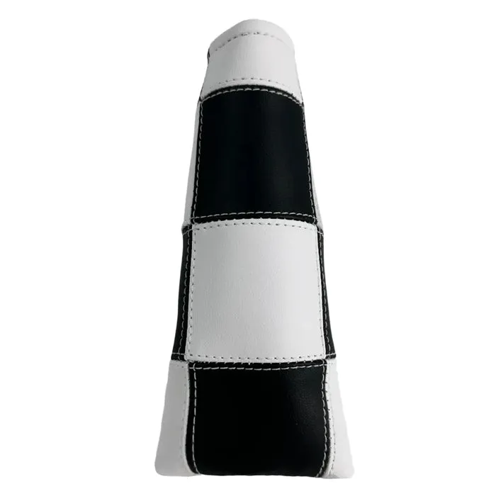 Sunfish Black and White Checkered Stitched Blade Putter Cover With Magnetic Closure