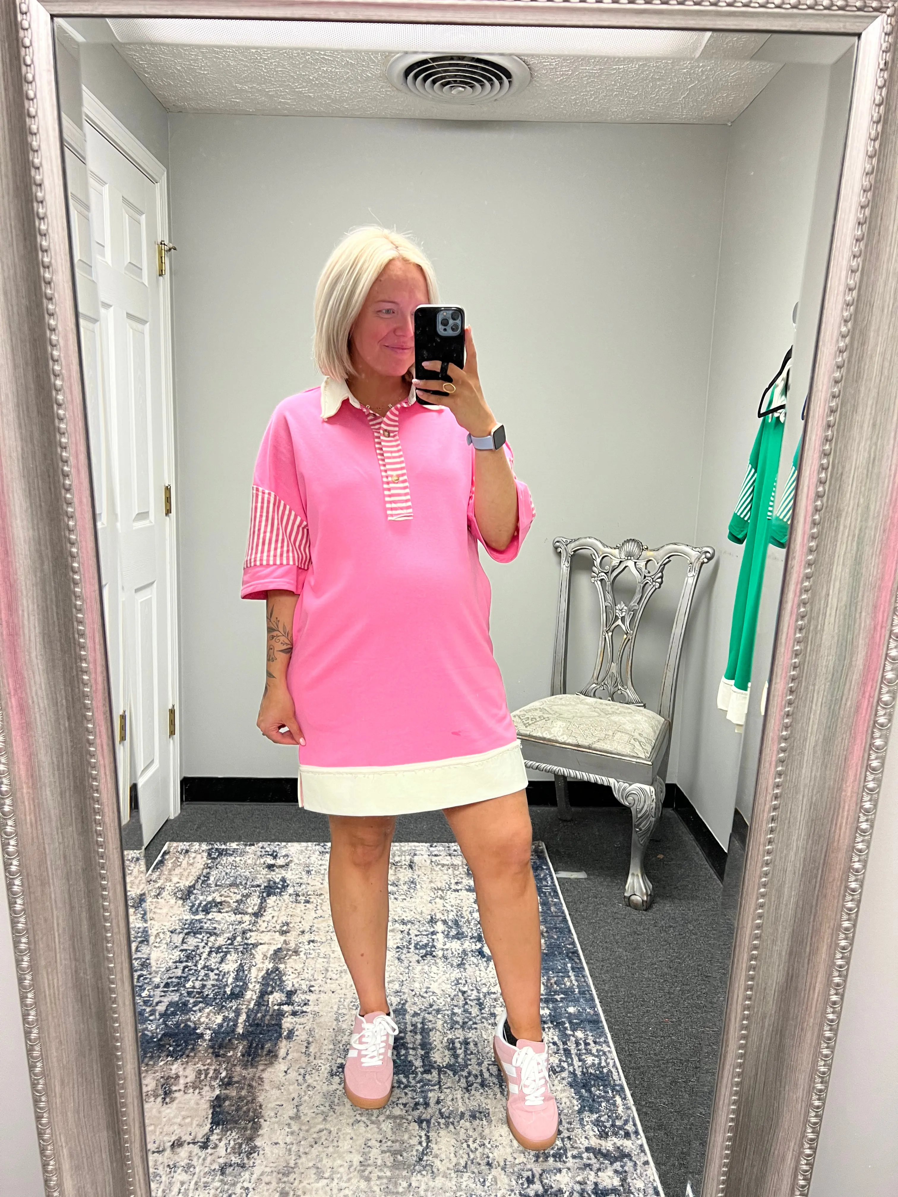 Sunny Days Collared Dress- Pink