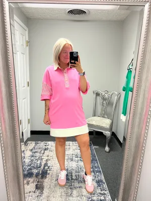 Sunny Days Collared Dress- Pink