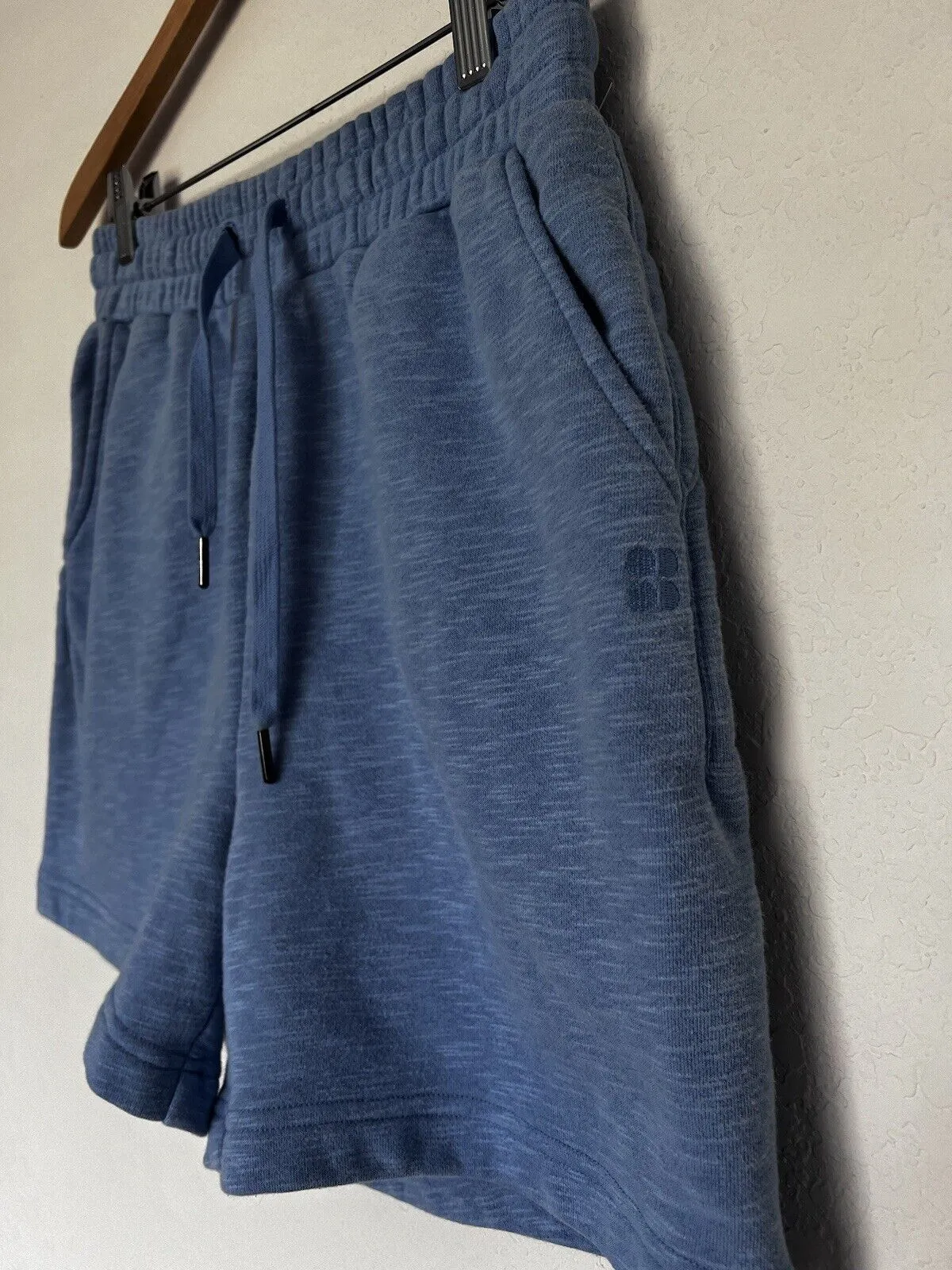 SWEATY BETTY Essentials Longline Blue Sweat Shorts Sz M
