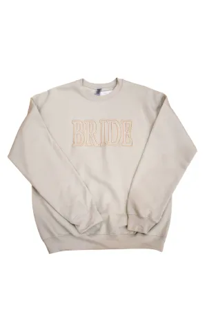 Tan Embroidered Bride Letter Crewneck Sweatshirt