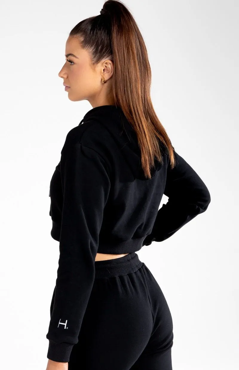 The Cropped Hoodie - Black