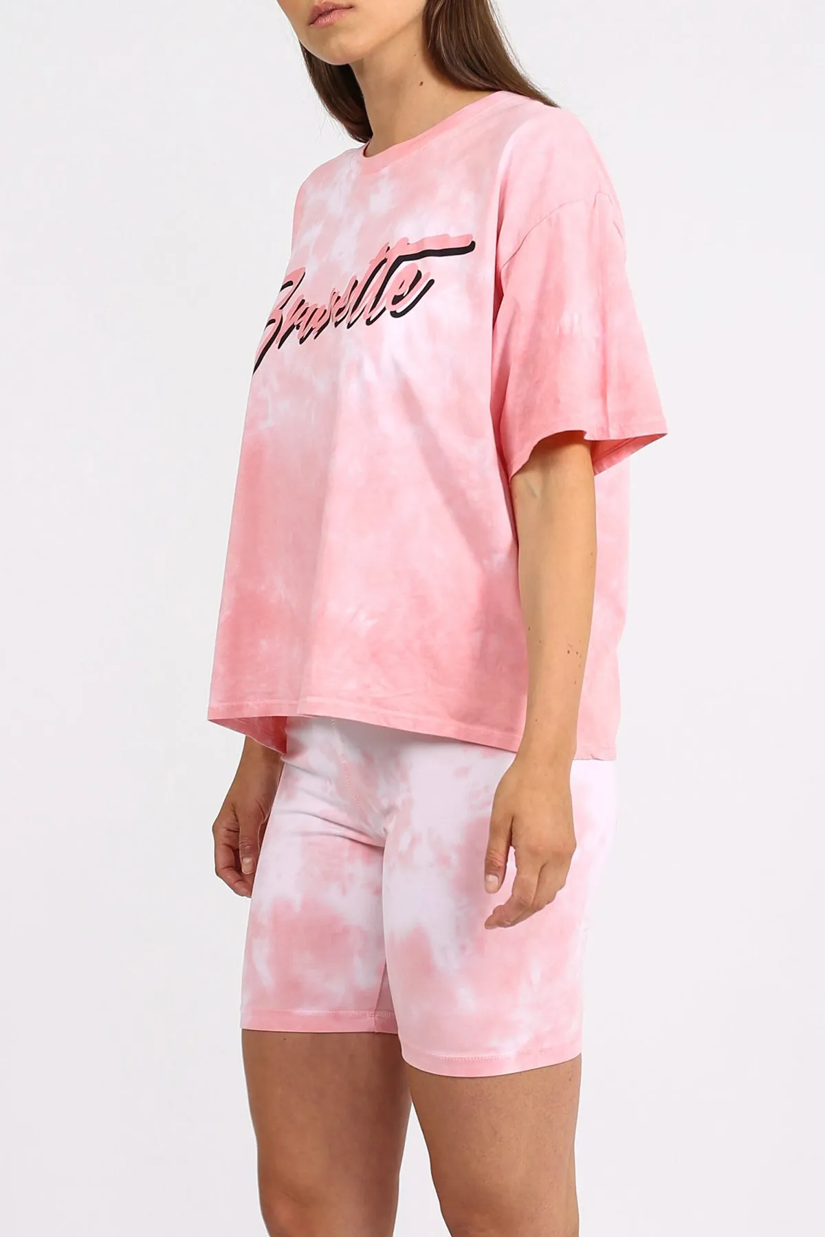 The "BRUNETTE" Pink Marble Tie-Dye Boxy Tee