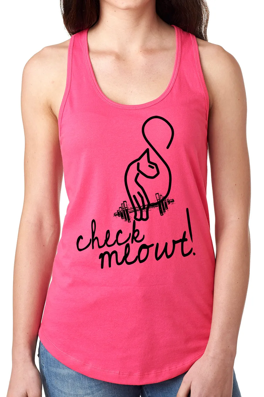 Think Out Loud Apparel Check Meowt Funny Check Me Out Fitness Tank Top Gym Humor