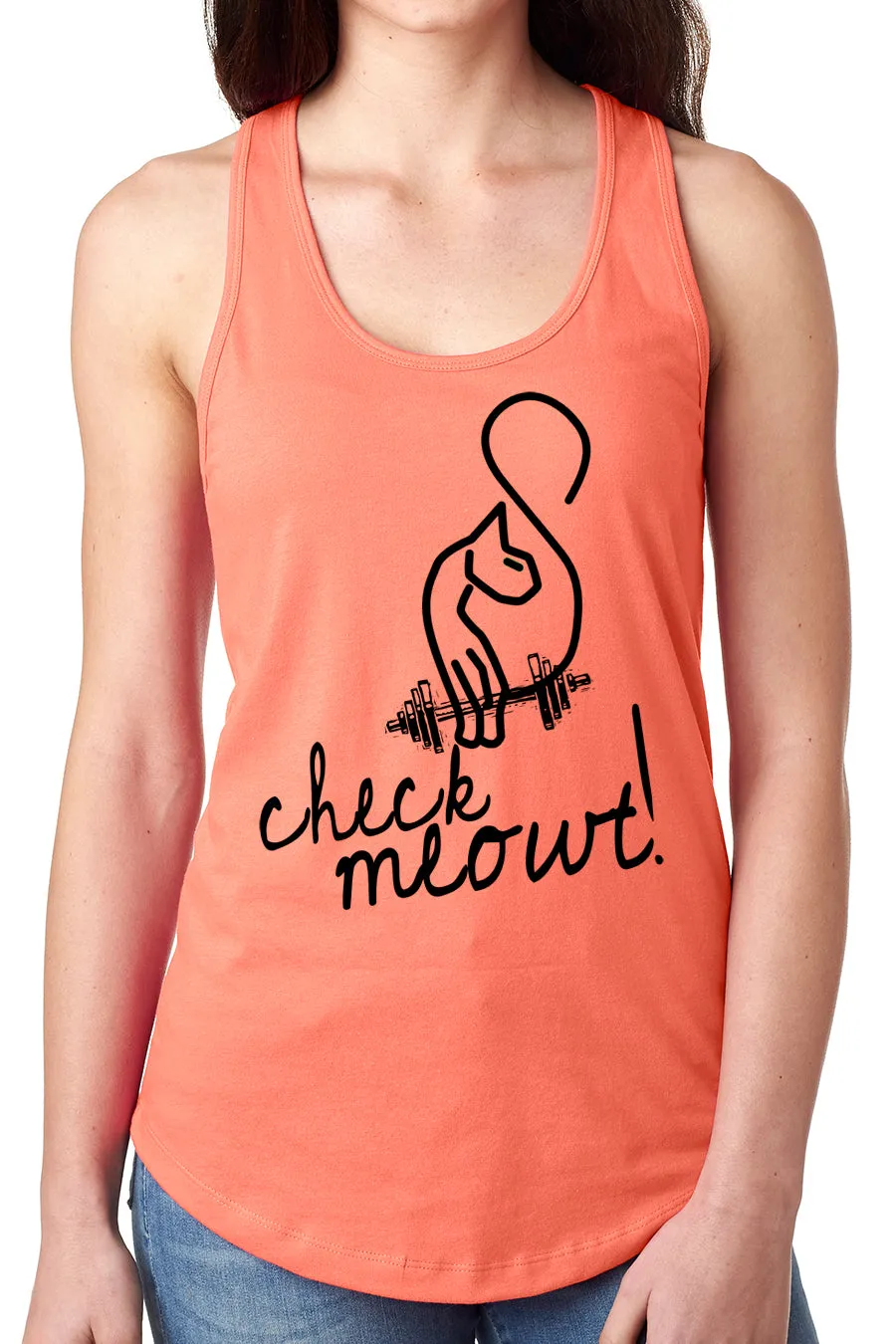 Think Out Loud Apparel Check Meowt Funny Check Me Out Fitness Tank Top Gym Humor
