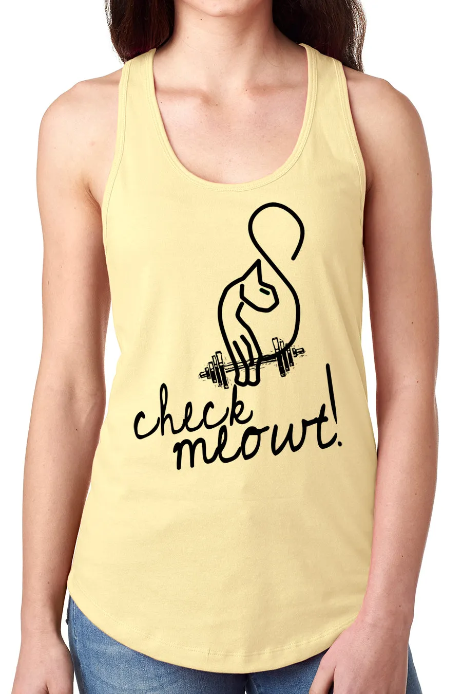 Think Out Loud Apparel Check Meowt Funny Check Me Out Fitness Tank Top Gym Humor