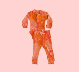 Toddler Fire Red Tie Dye Onesie Jogger Set