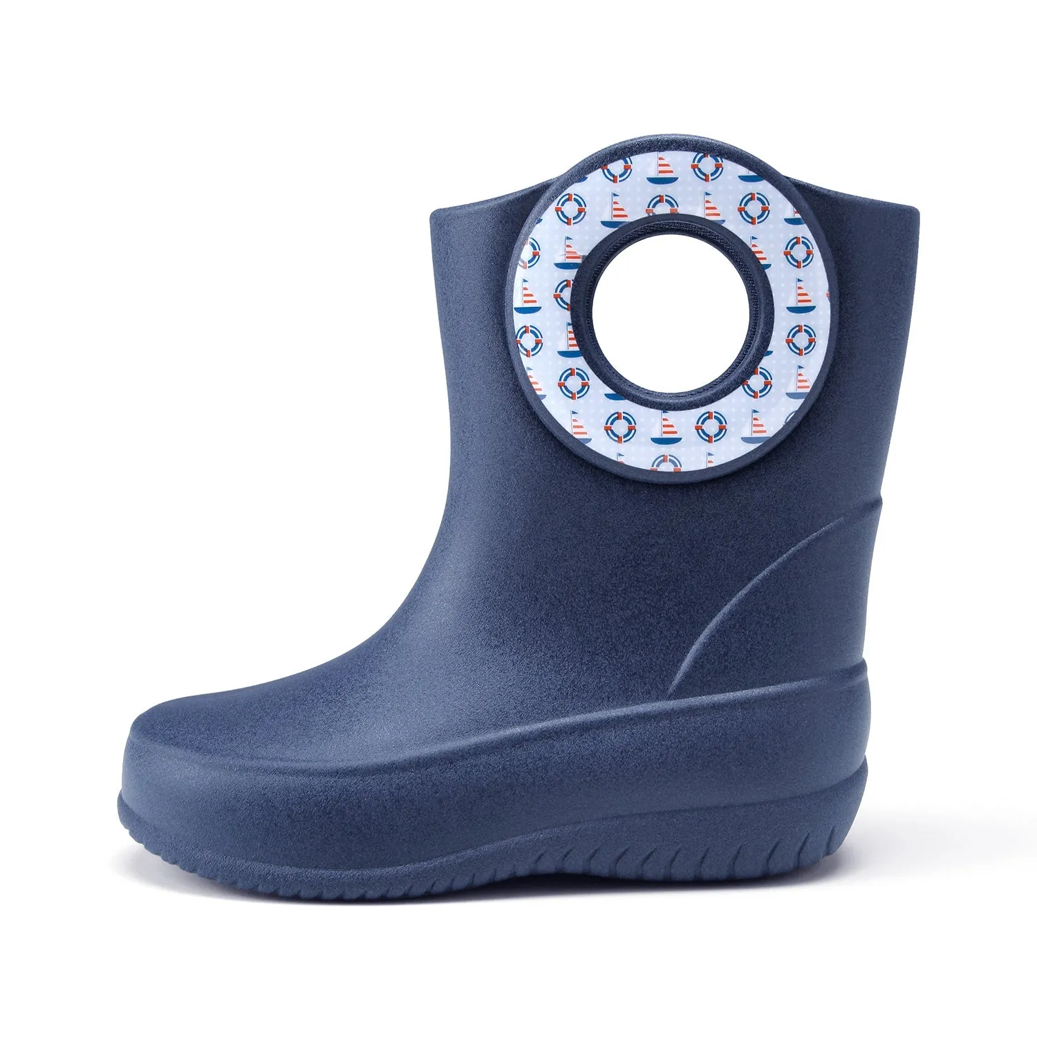 Toddler Kendall Rain Boots, Navy Sailboats