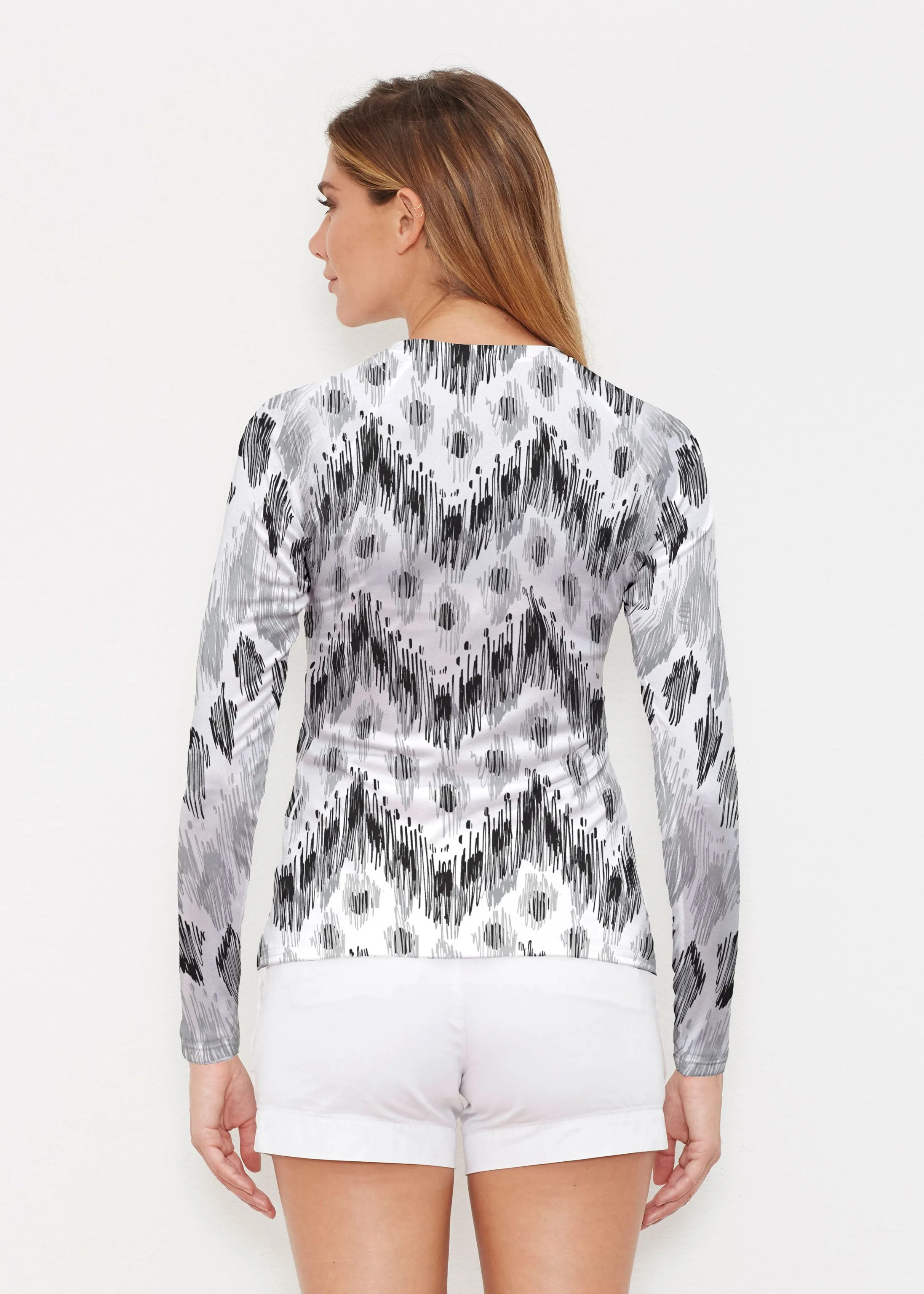 Tonal Waves Black (7834) ~ Long Sleeve Rash Guard