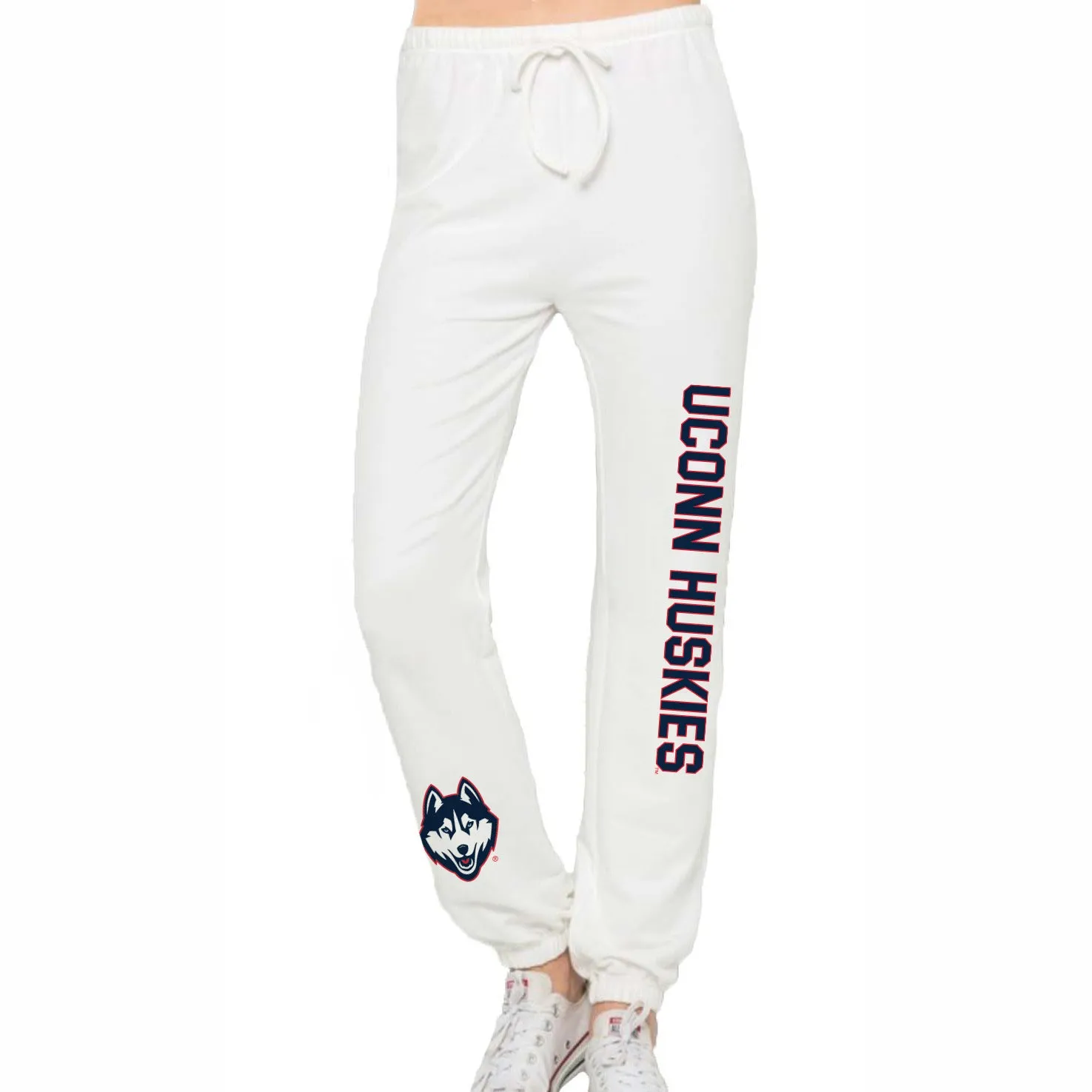 UConn White Joggers