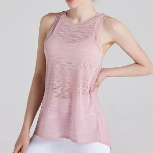 Uma Sleeveless Sheer Mesh Split-Back Tank Top
