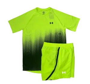 Under Armour Tech Fade T-Shirt and Launch Short Set - Lime Surge/Black