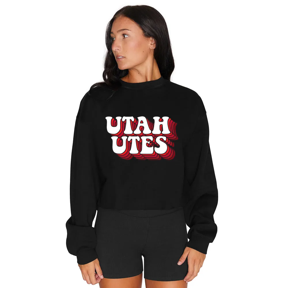Utah Retro Black Crewneck