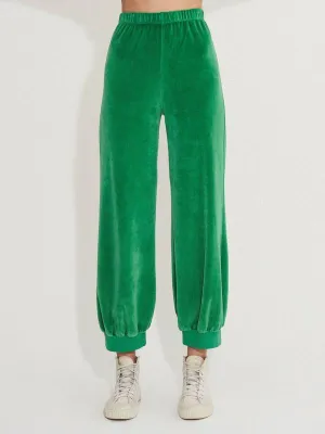 Velour High Waist Harem Pants in Palma