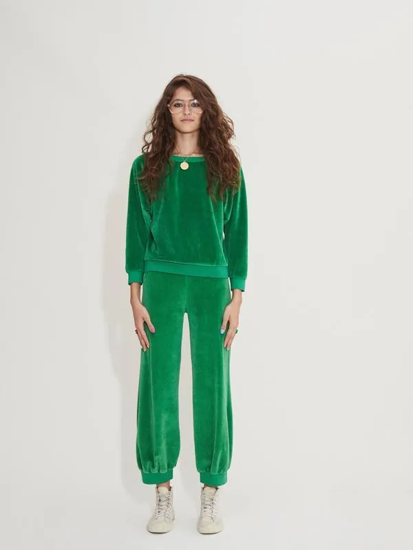 Velour High Waist Harem Pants in Palma