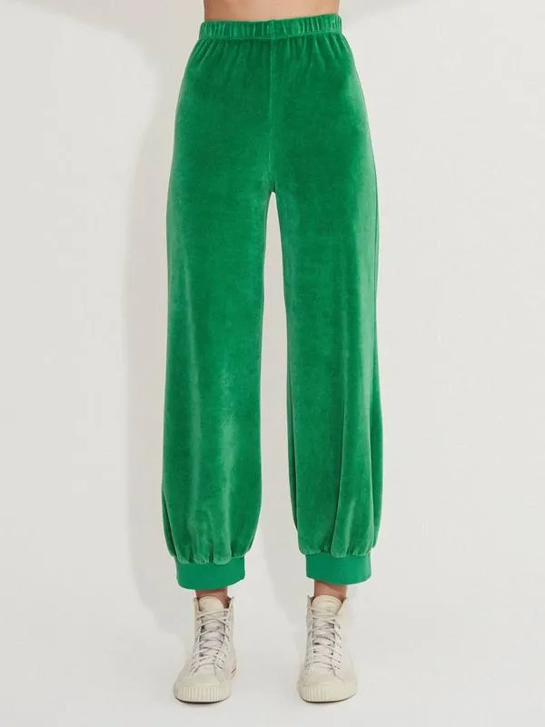 Velour High Waist Harem Pants in Palma