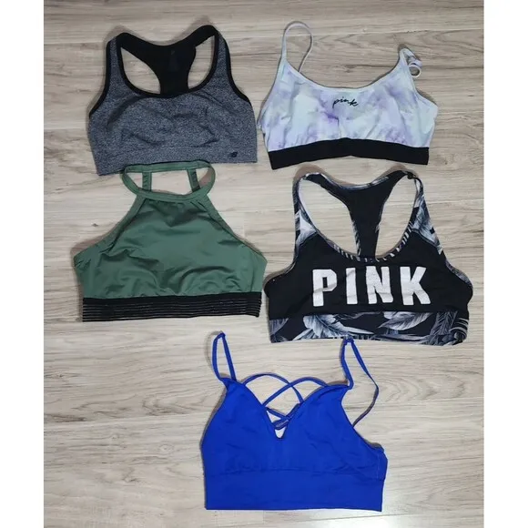 Victoria's Cecret PINK &amp; New Balance Sport Bra Lot of 5 Size L