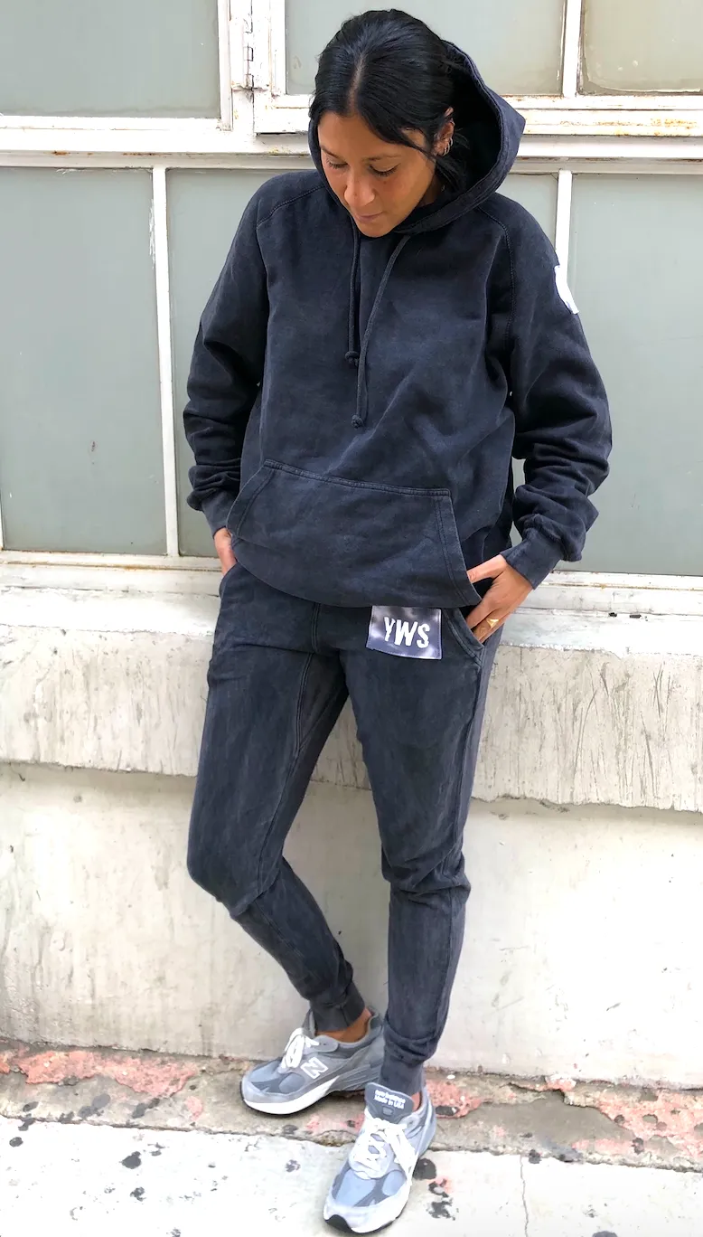 Vintage Black Tie Dye Patch Hoodie