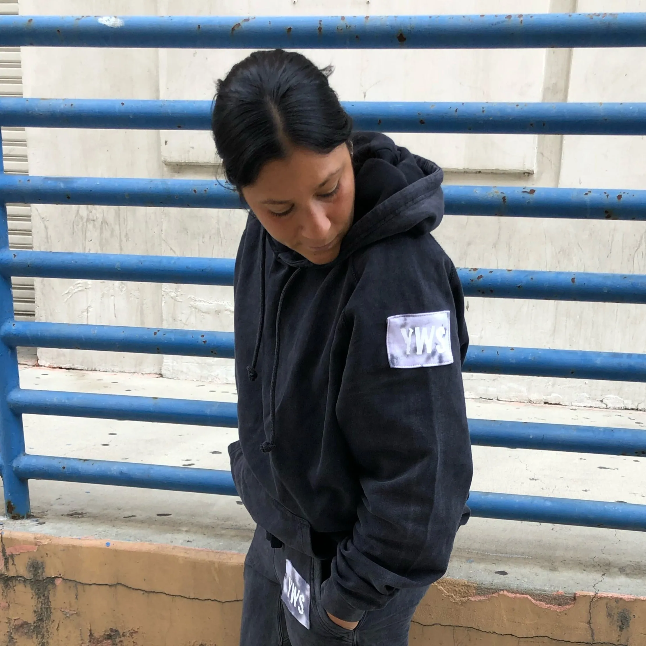 Vintage Black Tie Dye Patch Hoodie