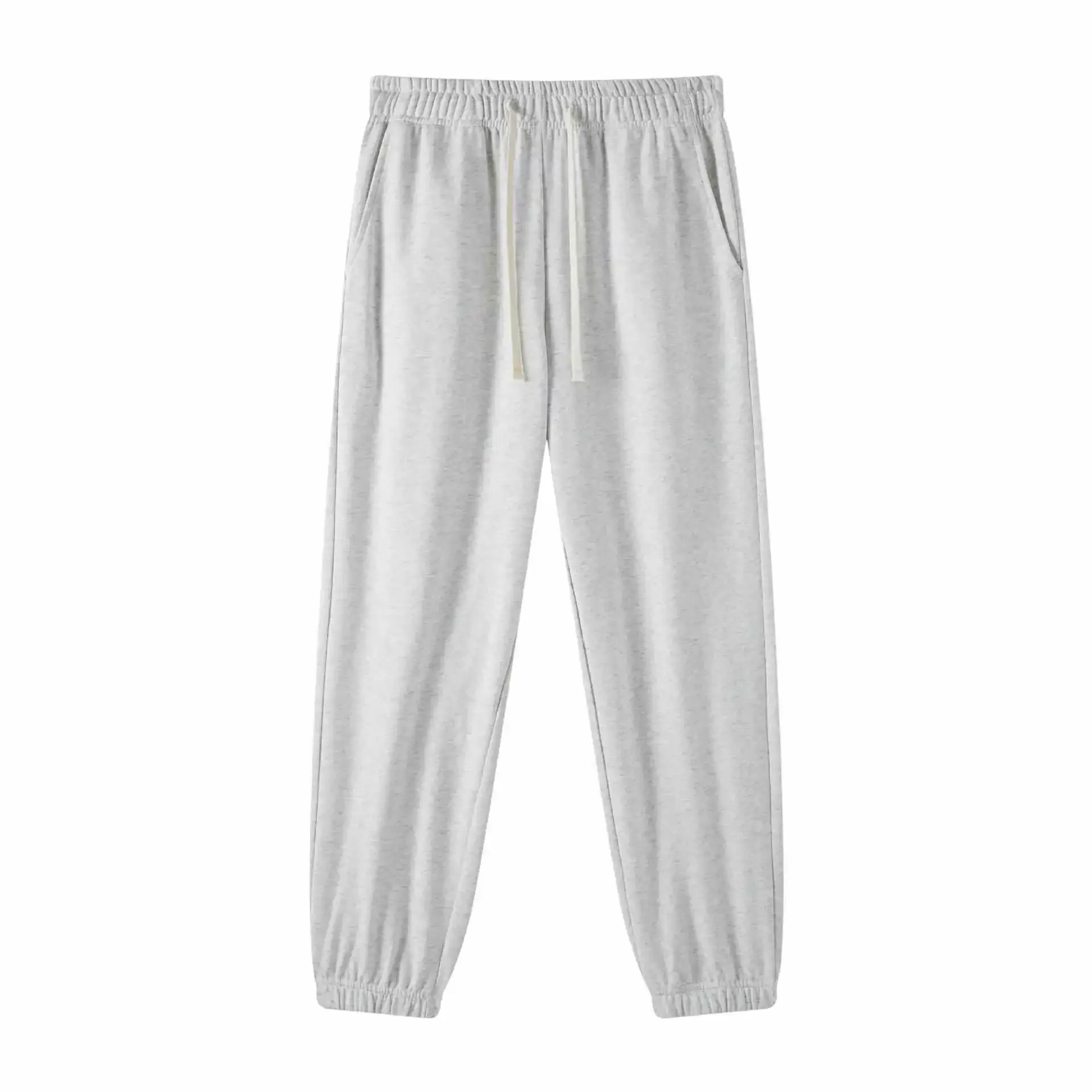 Vintage Unisex Casual Sweatpants: Elasticated Waist Track Solid Joggers