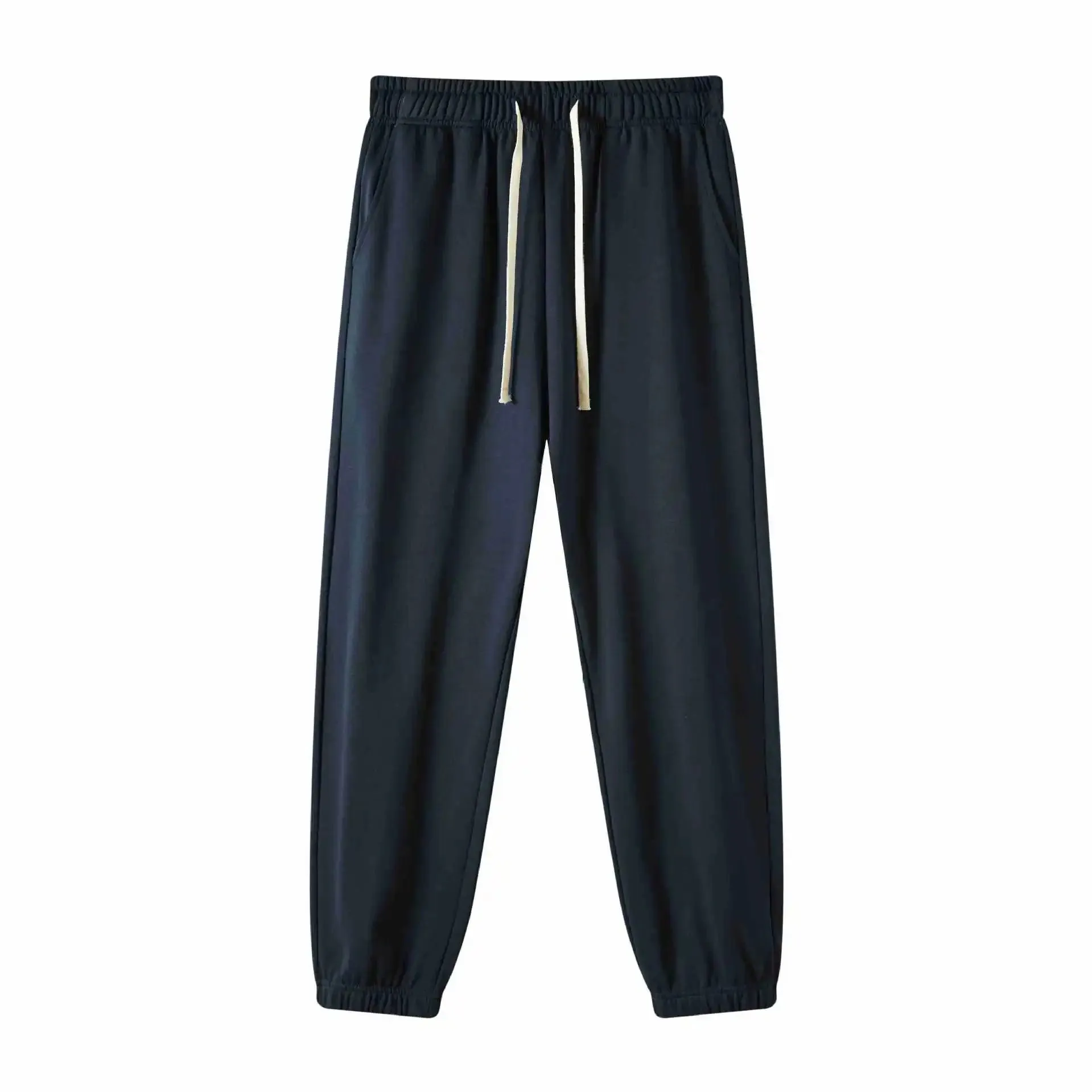 Vintage Unisex Casual Sweatpants: Elasticated Waist Track Solid Joggers