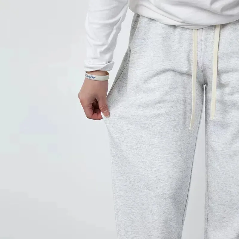 Vintage Unisex Casual Sweatpants: Elasticated Waist Track Solid Joggers