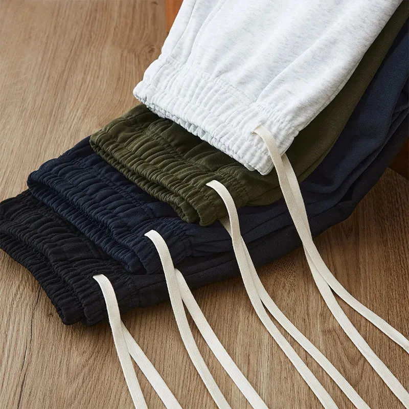 Vintage Unisex Casual Sweatpants: Elasticated Waist Track Solid Joggers