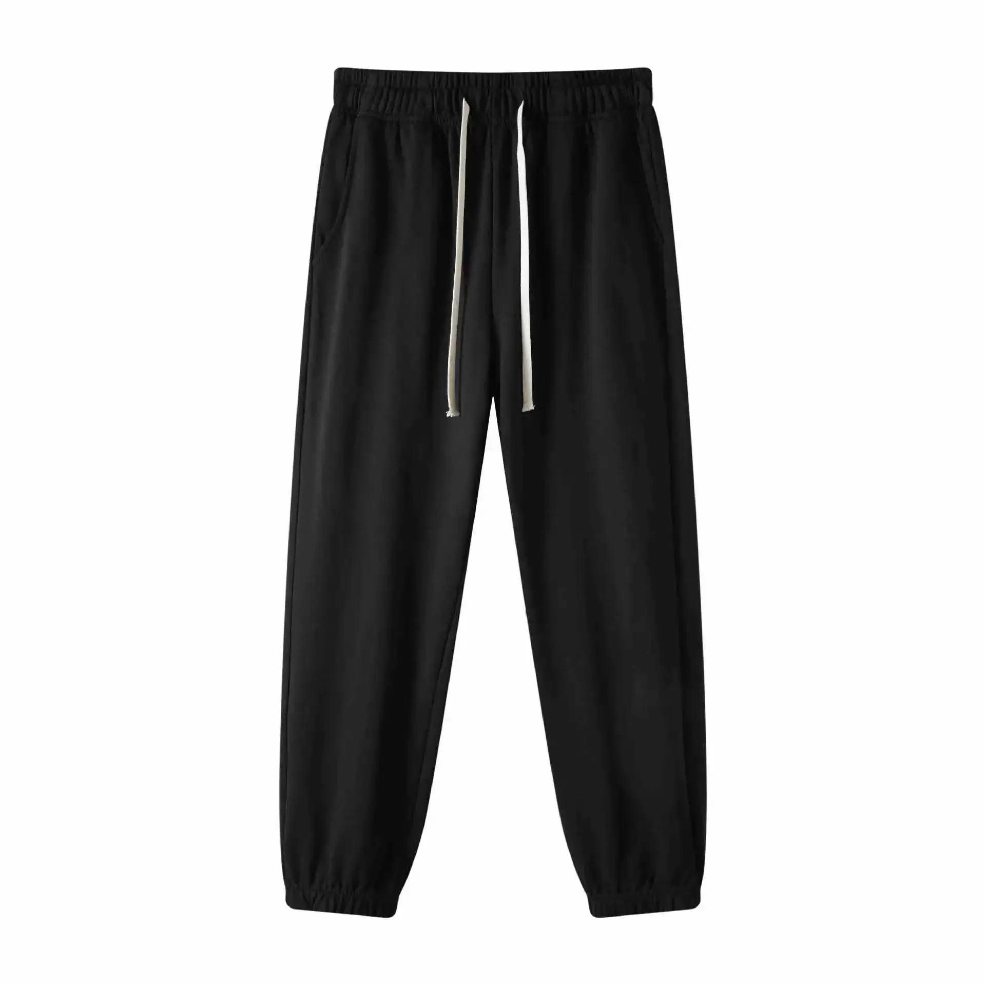 Vintage Unisex Casual Sweatpants: Elasticated Waist Track Solid Joggers