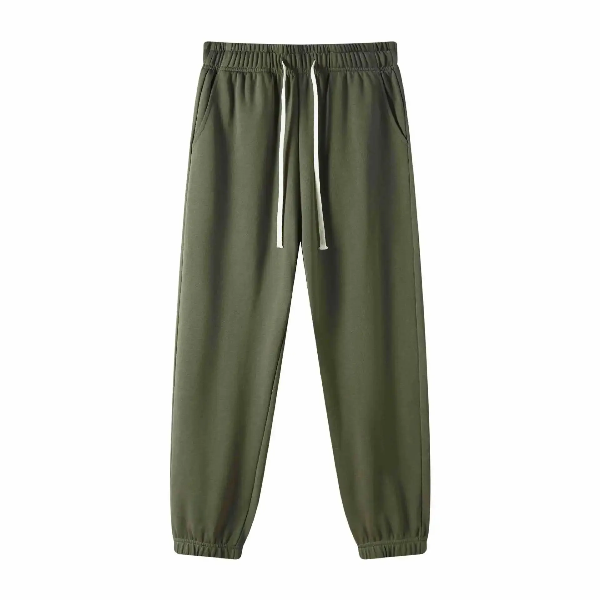 Vintage Unisex Casual Sweatpants: Elasticated Waist Track Solid Joggers