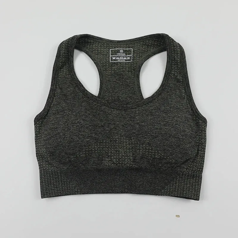 Vital Seamless Sports Bra Medium Support Racerback Yoga Vest Brassiere for Women, Fitness Bra Top Activewear