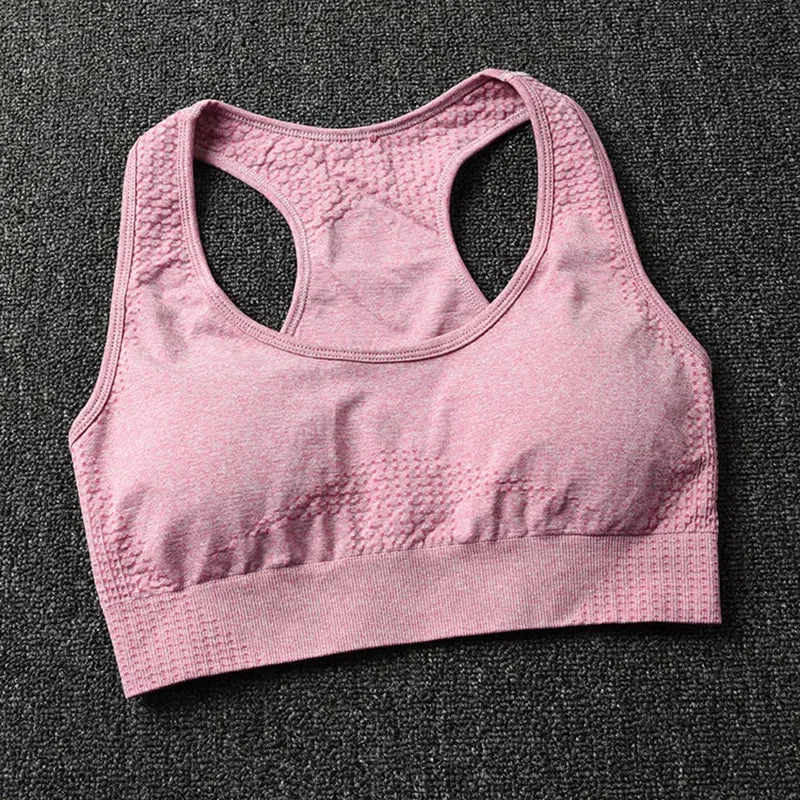Vital Seamless Sports Bra Medium Support Racerback Yoga Vest Brassiere for Women, Fitness Bra Top Activewear