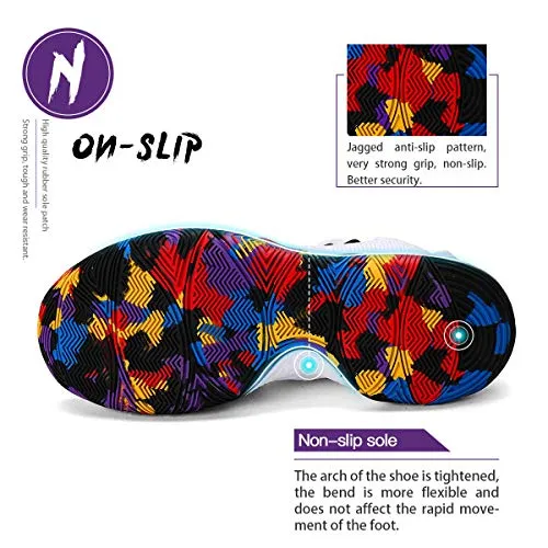 WETIKE Boys Non-Slip Basketball Shoes, Breathable and Lightweight