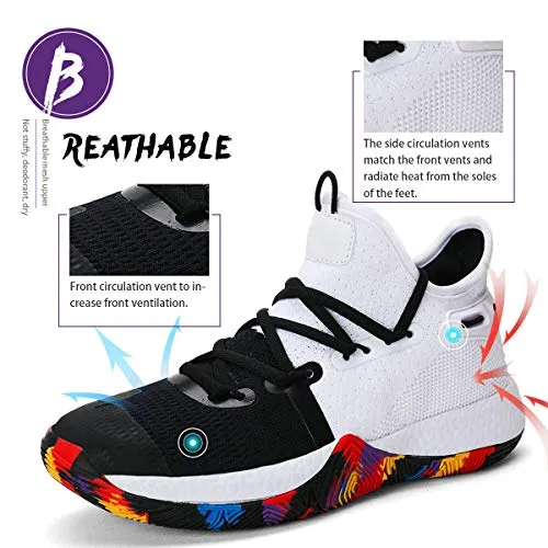 WETIKE Boys Non-Slip Basketball Shoes, Breathable and Lightweight