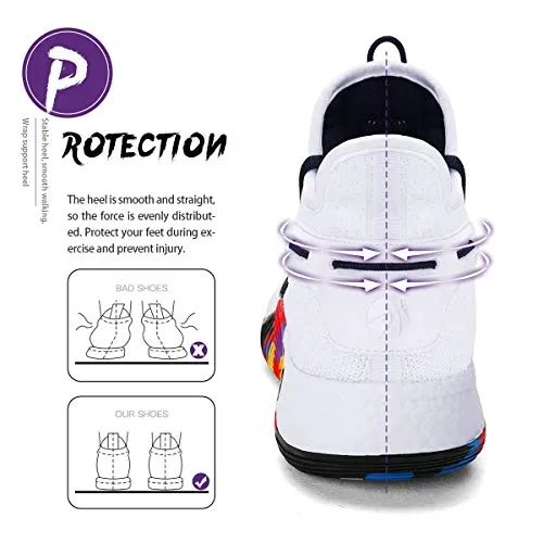 WETIKE Boys Non-Slip Basketball Shoes, Breathable and Lightweight