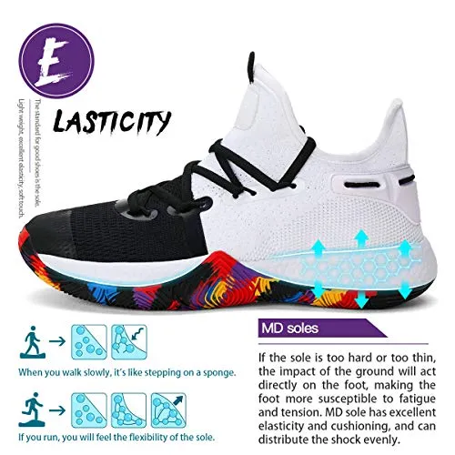 WETIKE Boys Non-Slip Basketball Shoes, Breathable and Lightweight