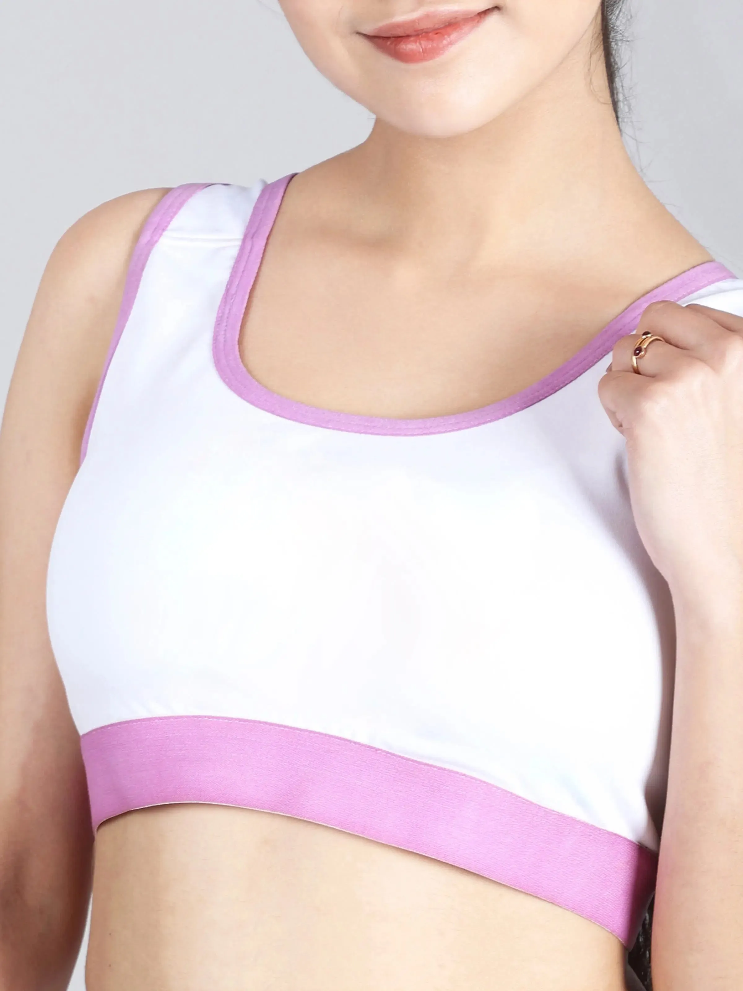 White Single Layer Racerback Sports Bra | Non Padded Gym Bra