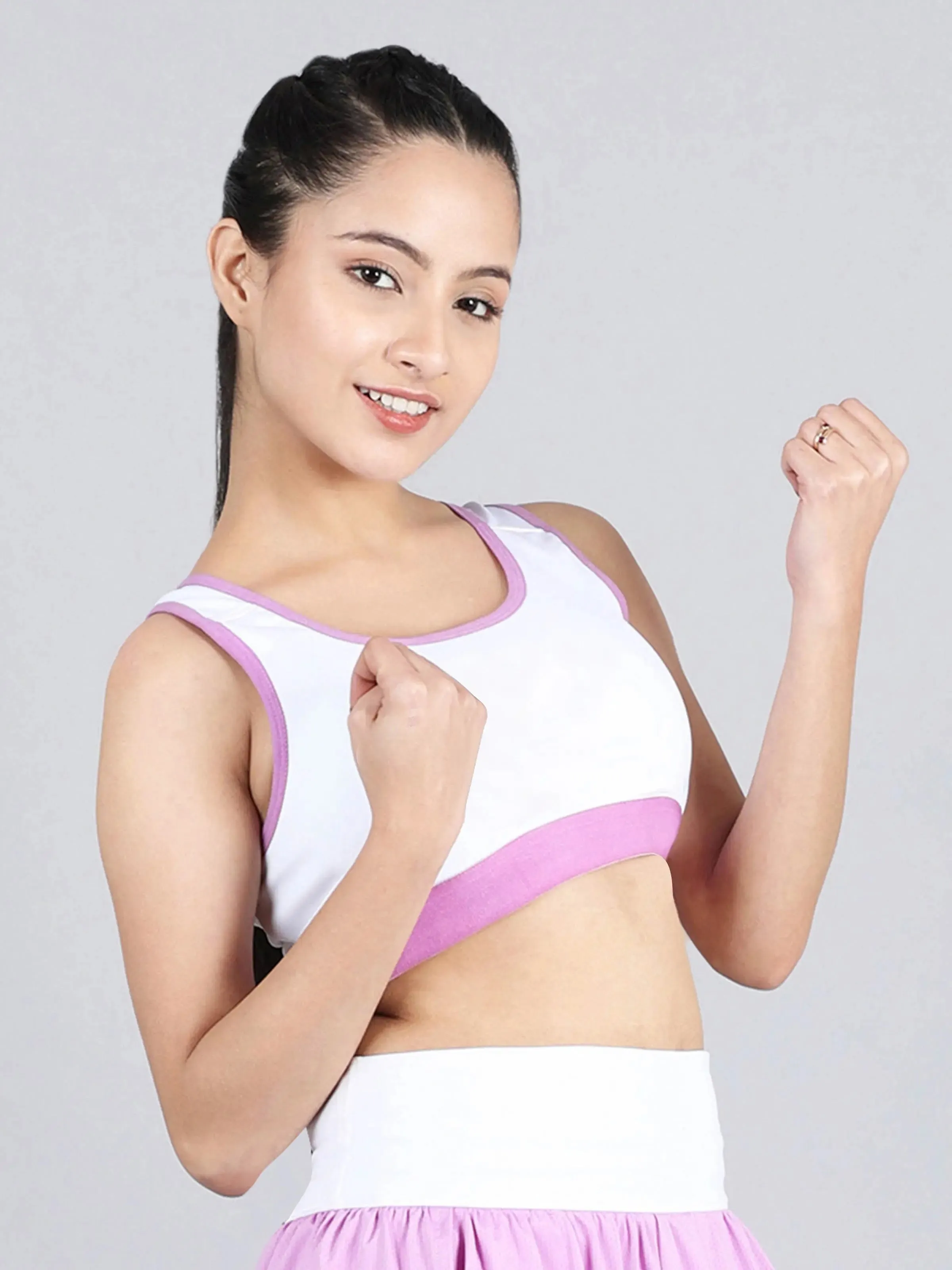 White Single Layer Racerback Sports Bra | Non Padded Gym Bra