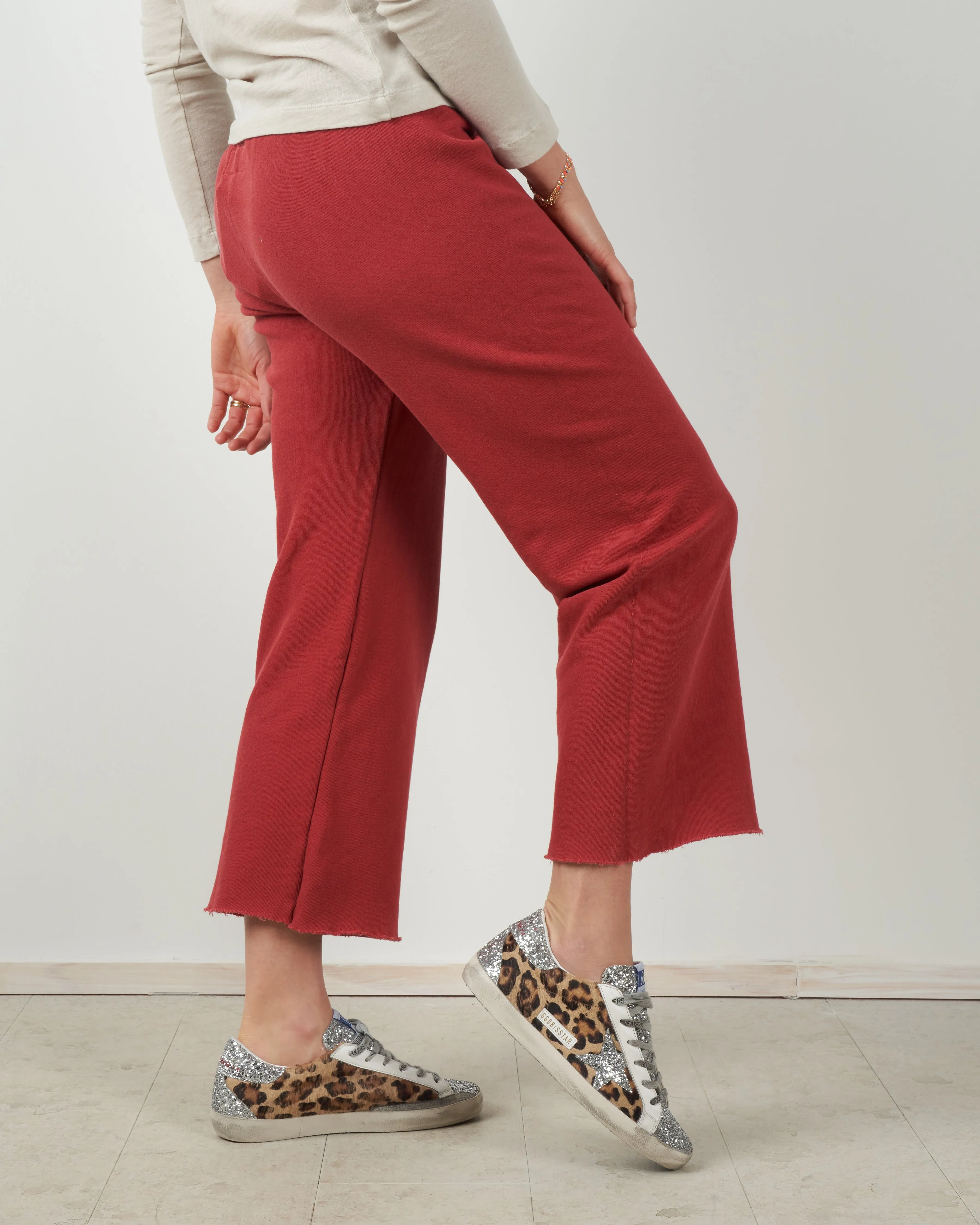 wide leg cropped sweatpants - strawberry