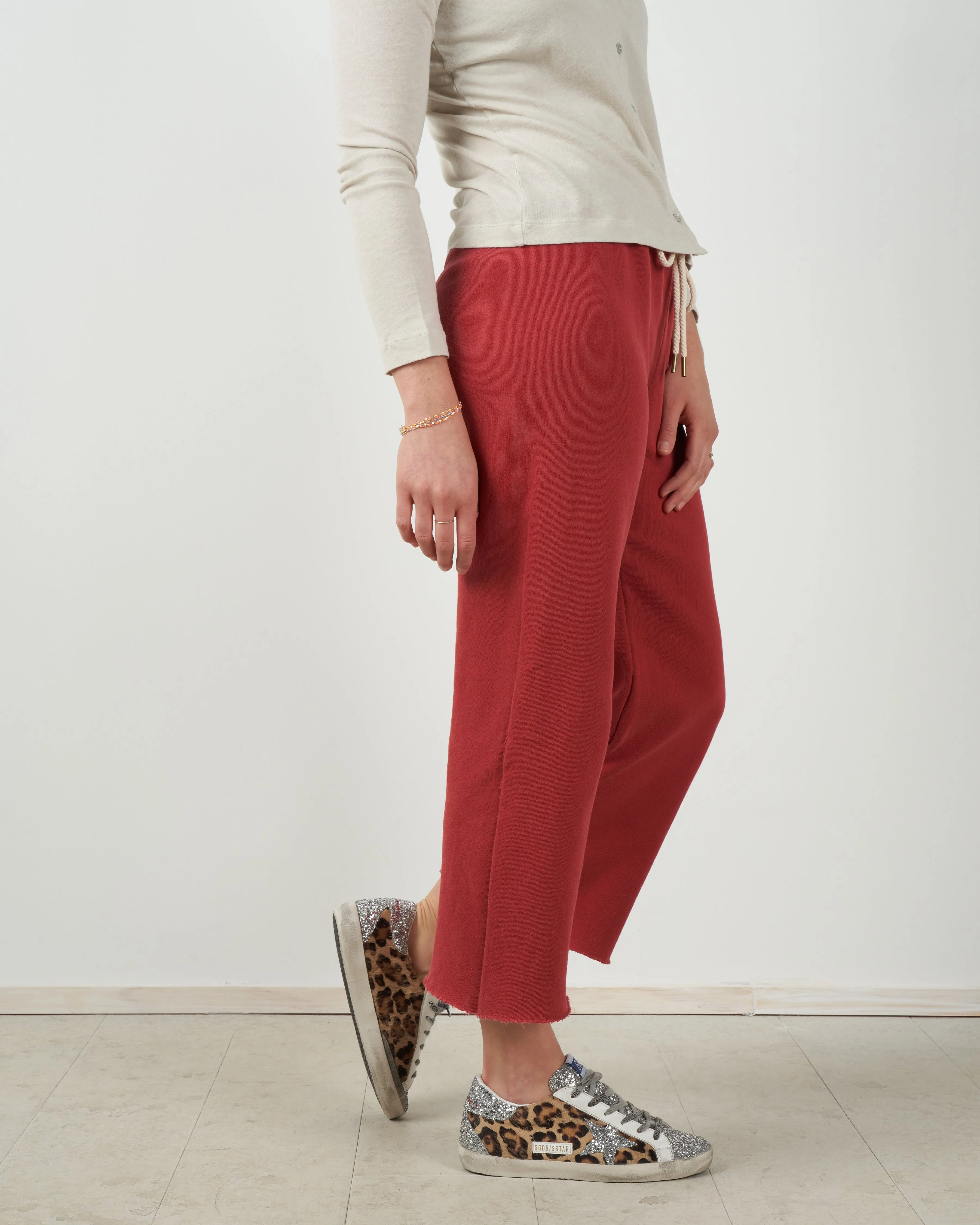 wide leg cropped sweatpants - strawberry