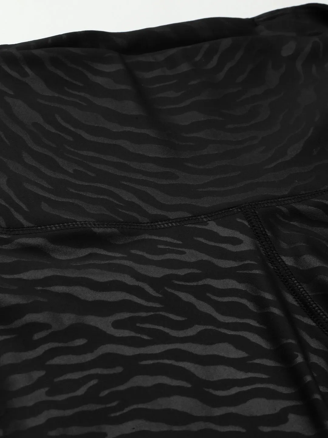 Women Black & Charcoal Grey Tiger Print Rapid Dry Training Tight