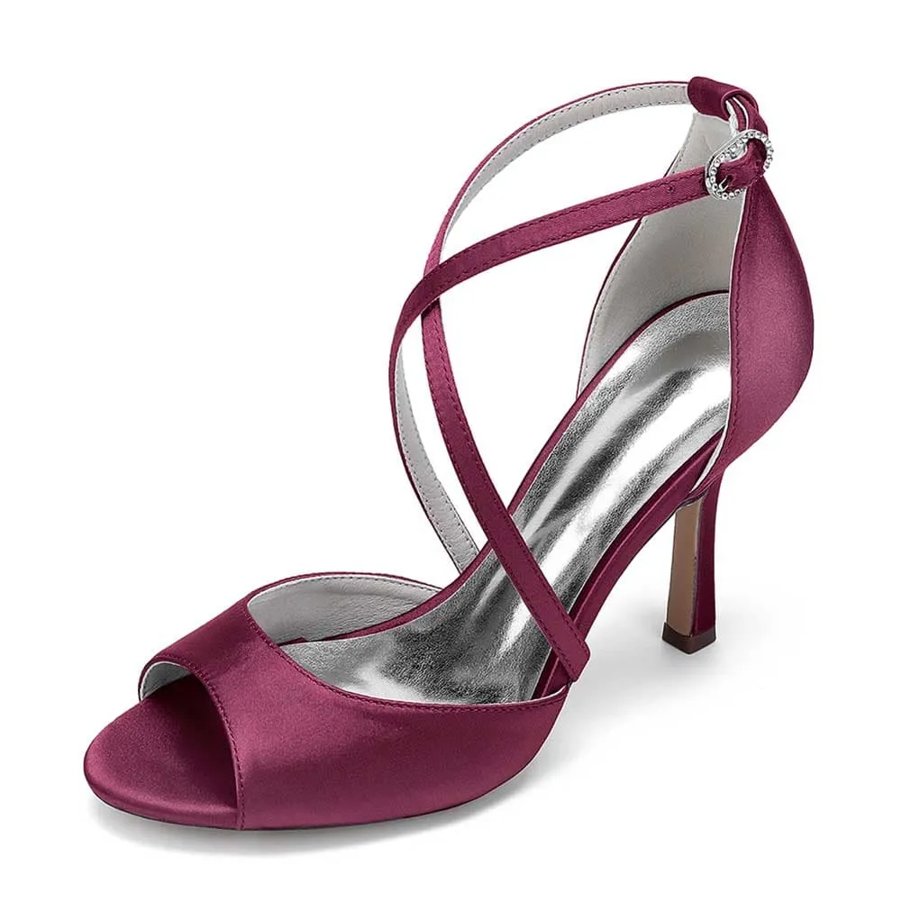 Women Cross Strap Sandals Hand-Made Wedding Shoes Dress Heels