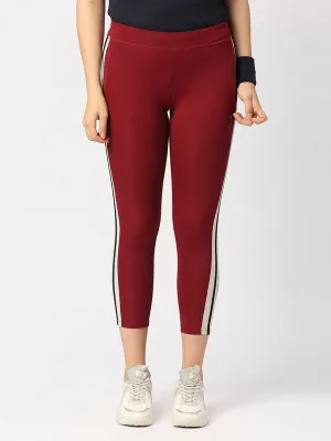 Women Maroon Solid Ankle Length Tights - BTR TRACK-MR