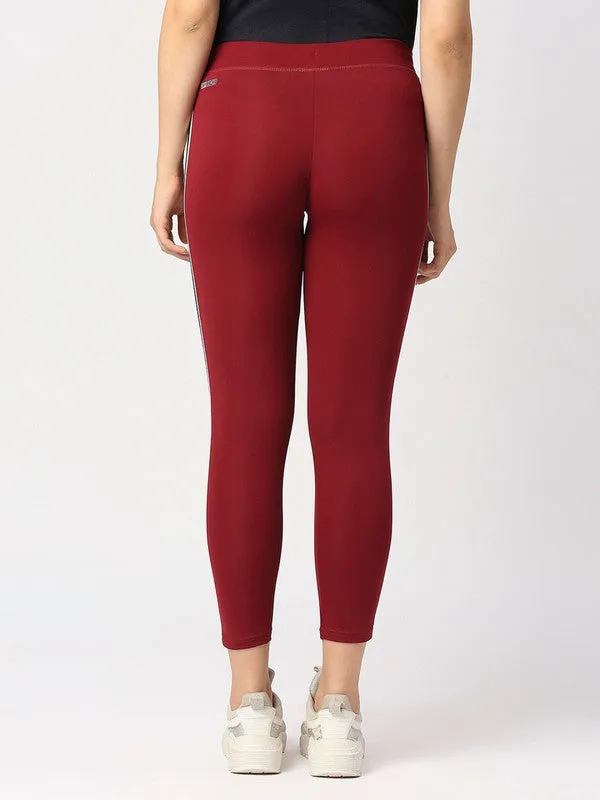 Women Maroon Solid Ankle Length Tights - BTR TRACK-MR
