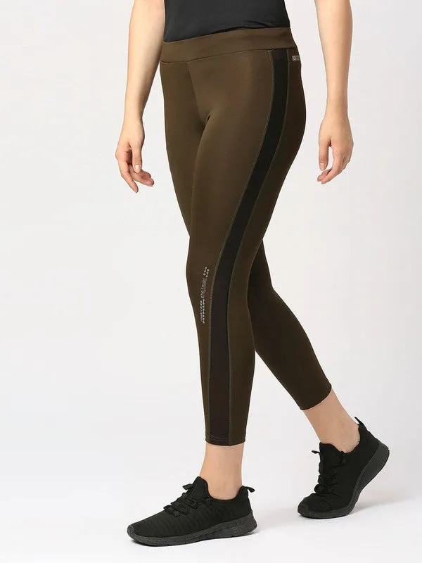 Women Olive Green Solid Tights - RAD INTENSE TRACK-OL