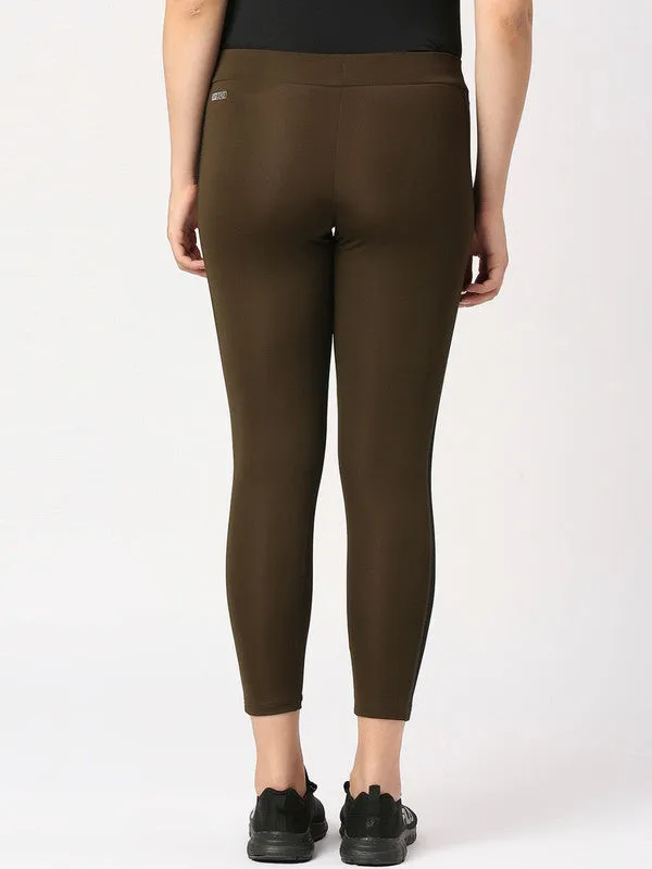 Women Olive Green Solid Tights - RAD INTENSE TRACK-OL